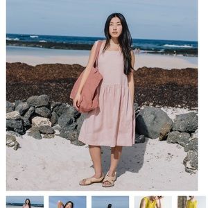 notPerfectLinen smock loose linen dress in moss Green size small brand new